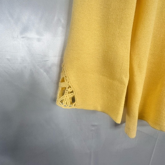 Sag Harbor Yellow Sweater with Crochet V-Neck - Picture 3 of 10